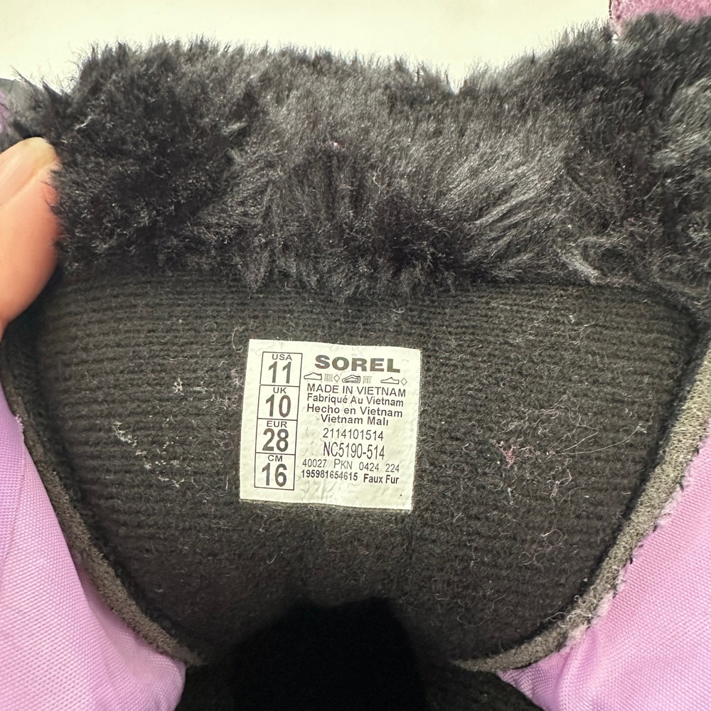 Sorel Kids Snow Commander Purple Black Waterproof Winter Boots  Size 11 - Picture 6 of 7